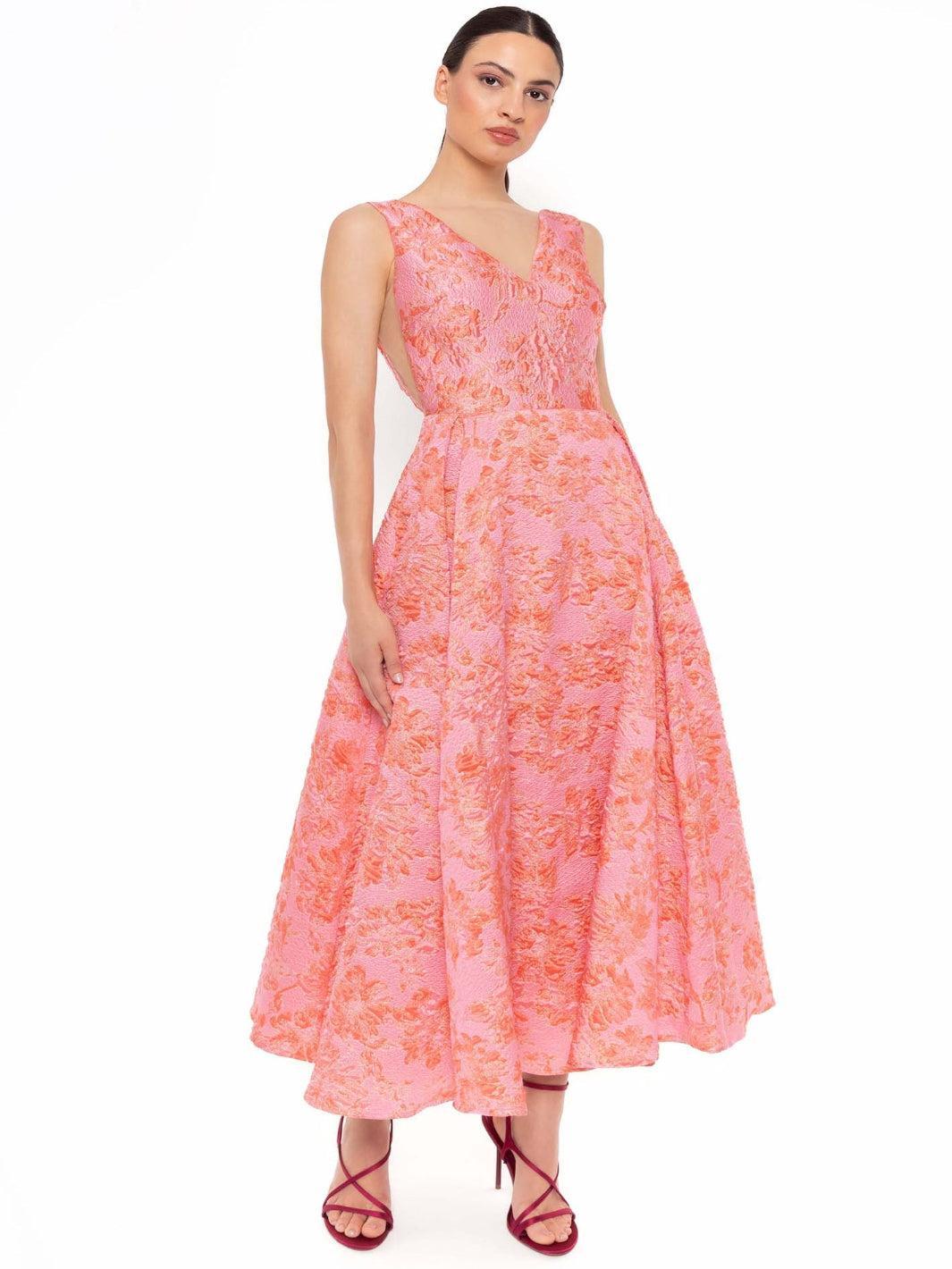 carla jacquard midi dress Carla Ruiz Dress 52719 In Pink Print – Nicola Ross