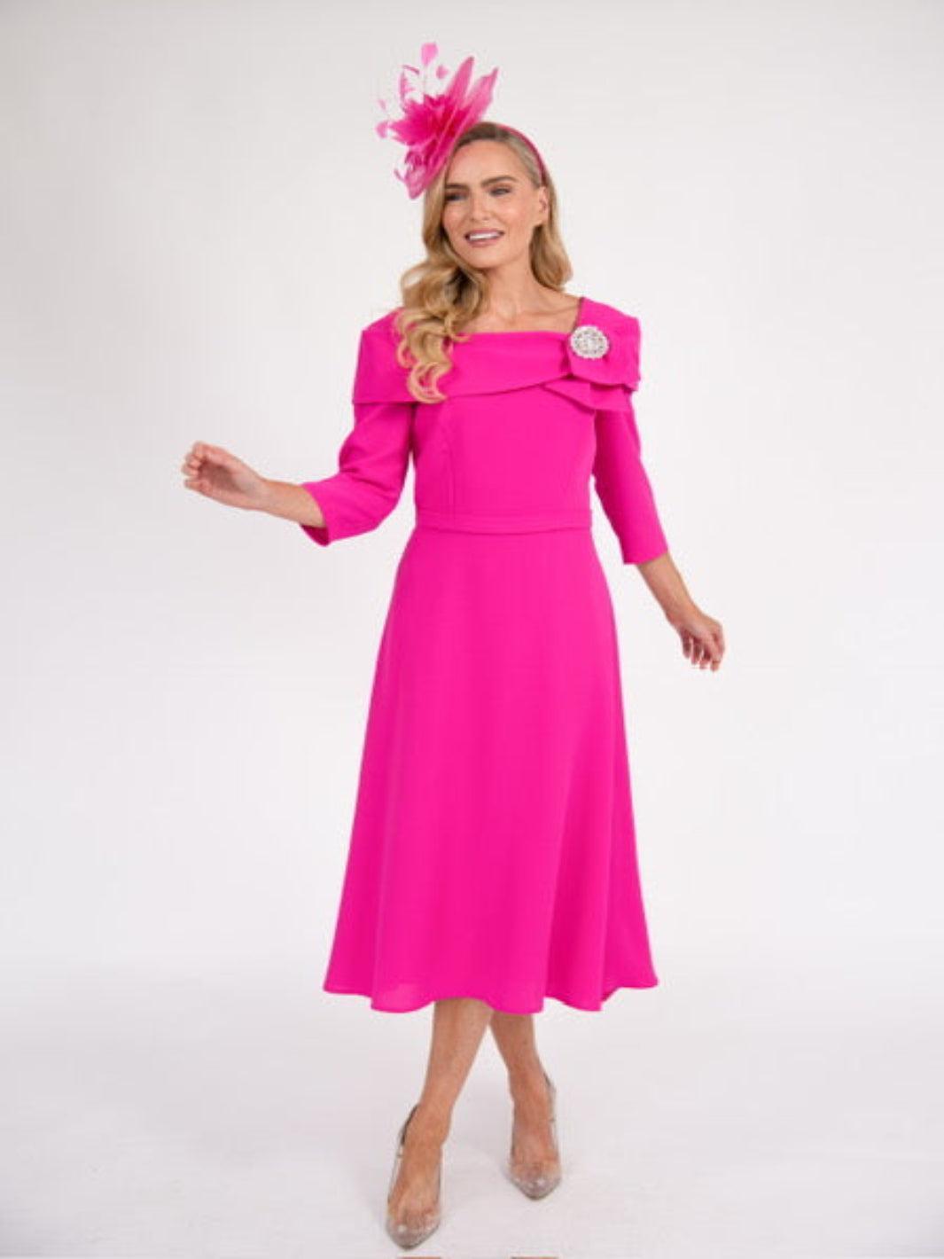 Cassandra Bell Dress In Fuschia C246-Mother of the bride- mother of the groom -Nicola Ross