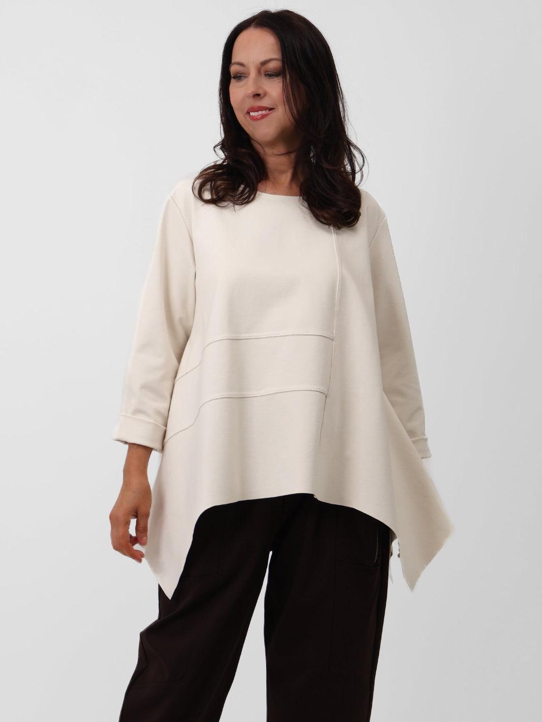 Cleo Asymmetric Top In Cream-Nicola Ross