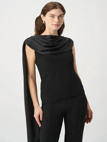 Joseph Ribkoff Draped Cape Top In Black 264113-Nicola Ross