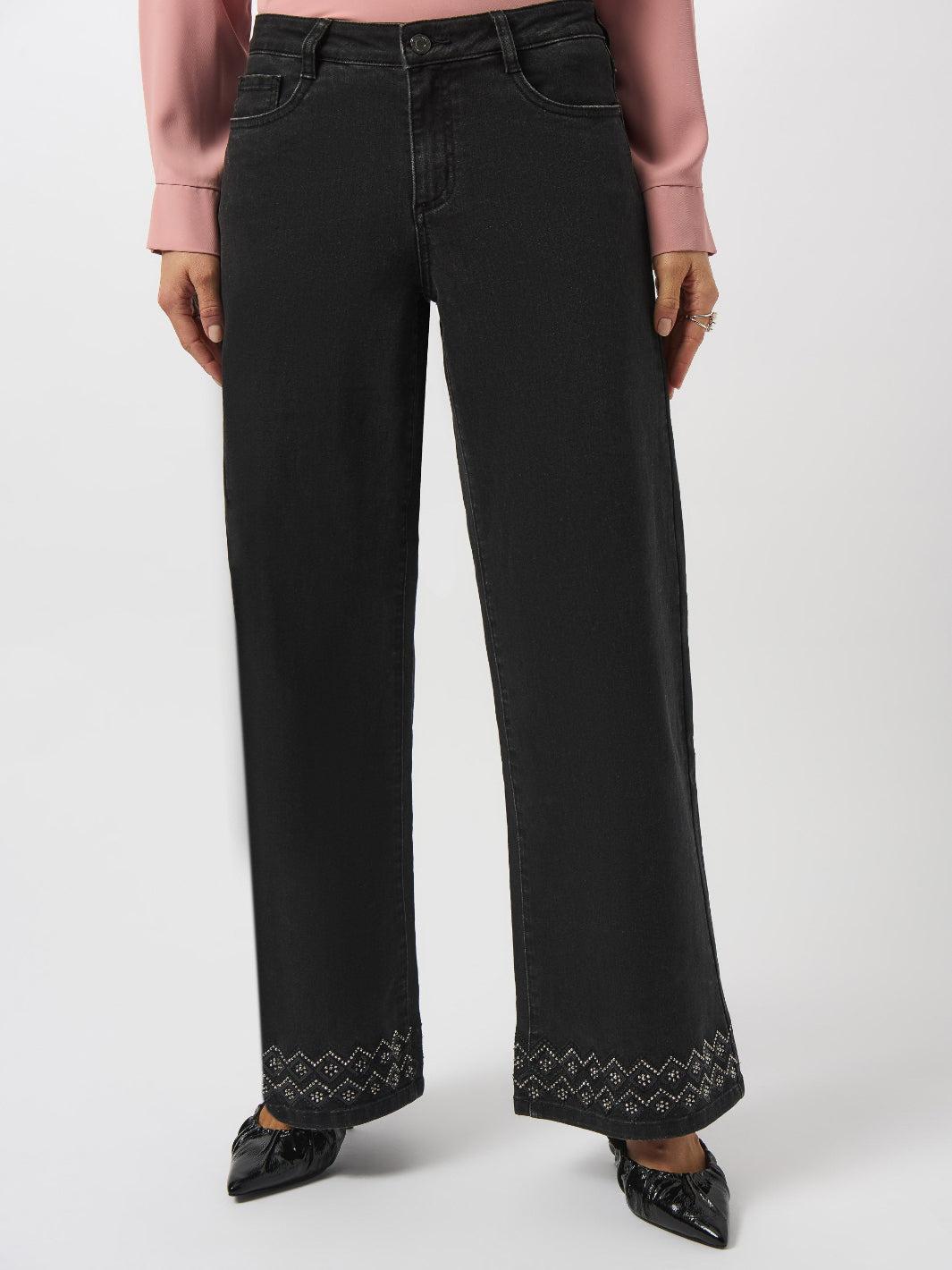 Joseph Ribkoff Embroidered Mid-rise Jean In Charcoal Grey 253988-Nicola Ross