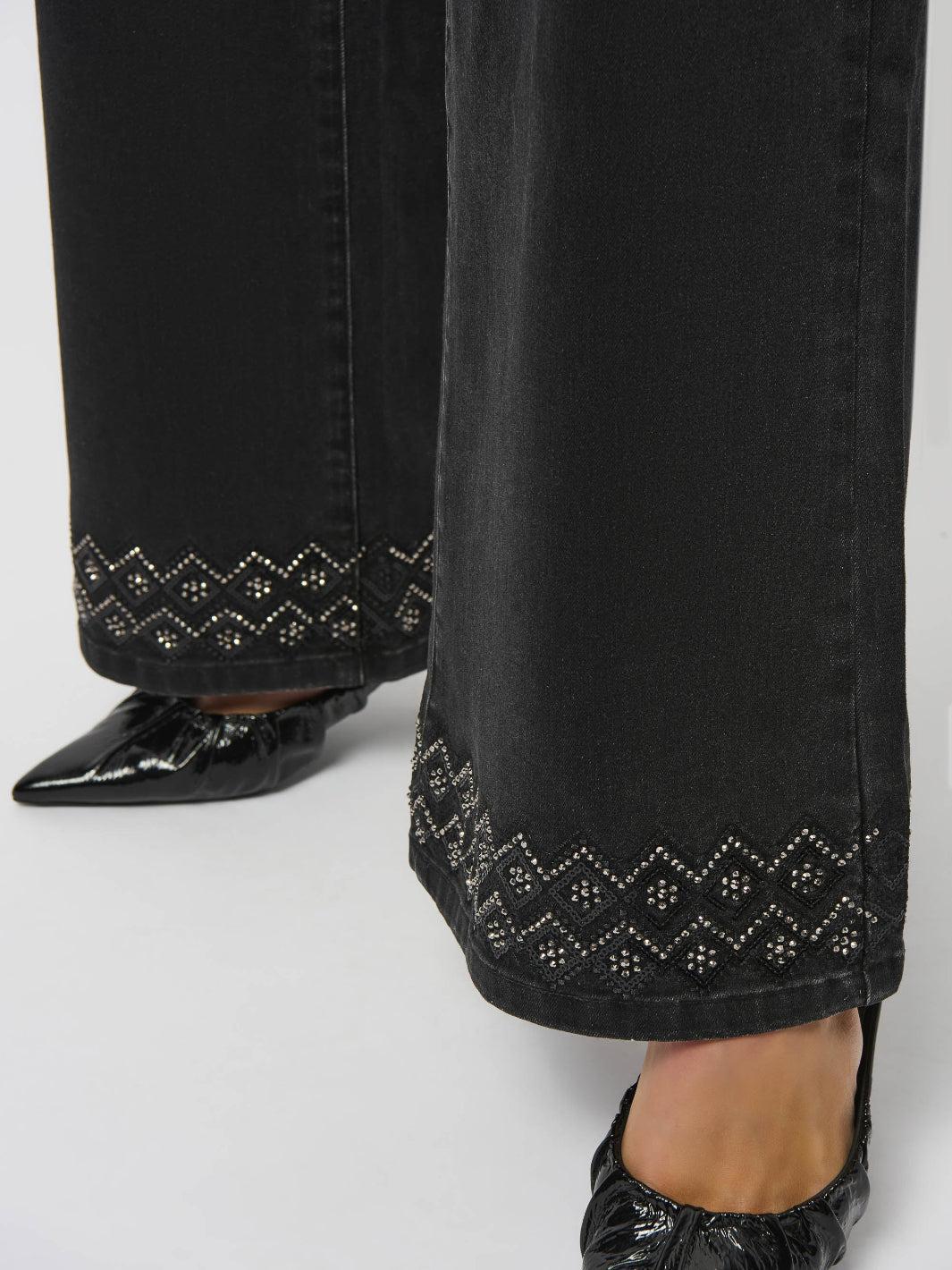 Joseph Ribkoff Embroidered Mid-rise Jean In Charcoal Grey 253988-Nicola Ross