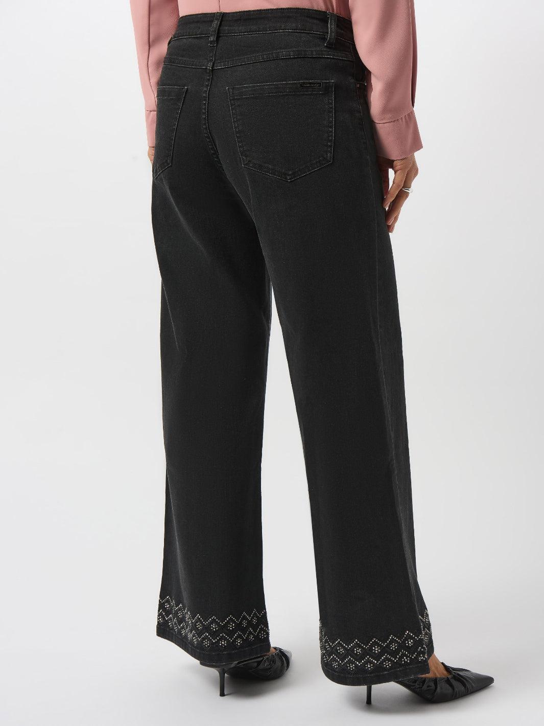 Joseph Ribkoff Embroidered Mid-rise Jean In Charcoal Grey 253988-Nicola Ross
