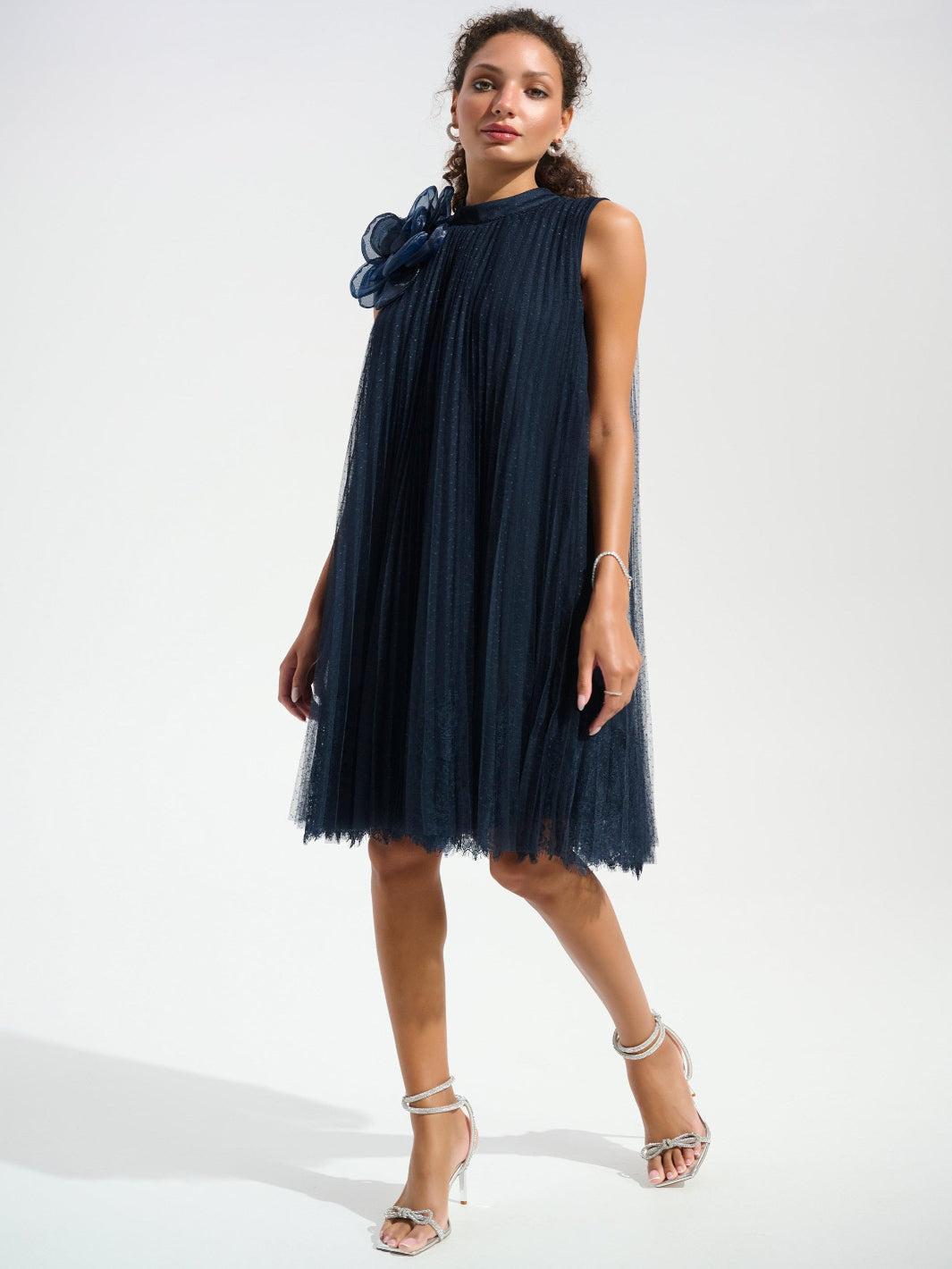 Joseph Ribkoff High-neck Dress In Midnight Blue 261737 – Nicola Ross