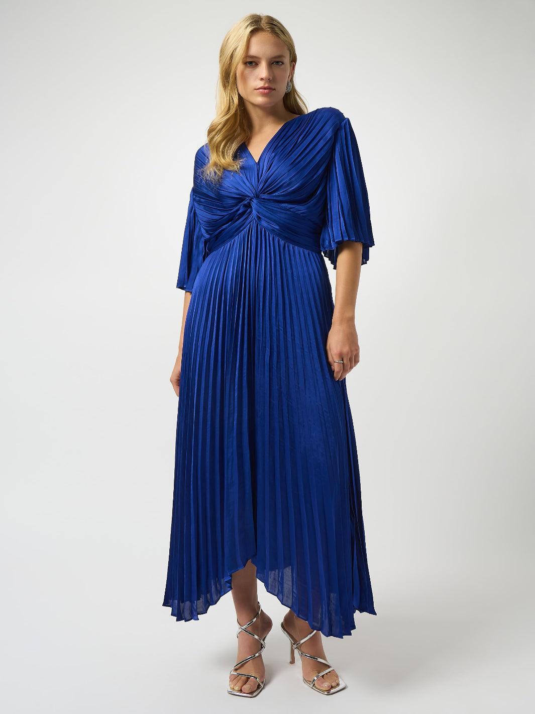 スーツ・フォーマル・ドレス L'or Cape collar Dress Joseph Ribkoff Maxi A-line V-neck Dress In Royal Sapphire