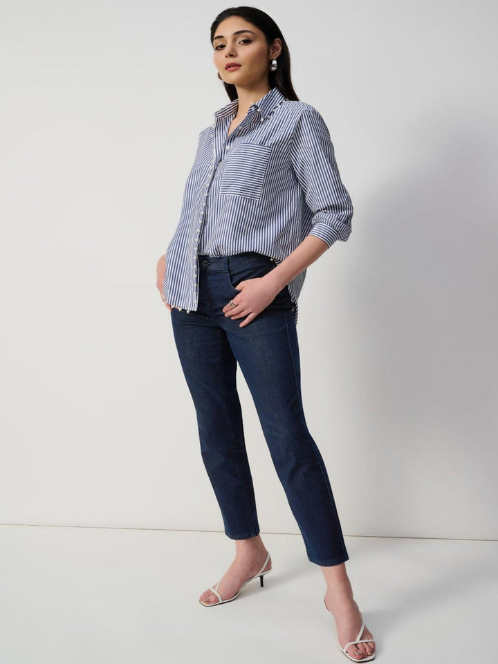Joseph Ribkoff Mid-Rise Casual Jeans In Dark Denim Blue 251966F25-Nicola Ross