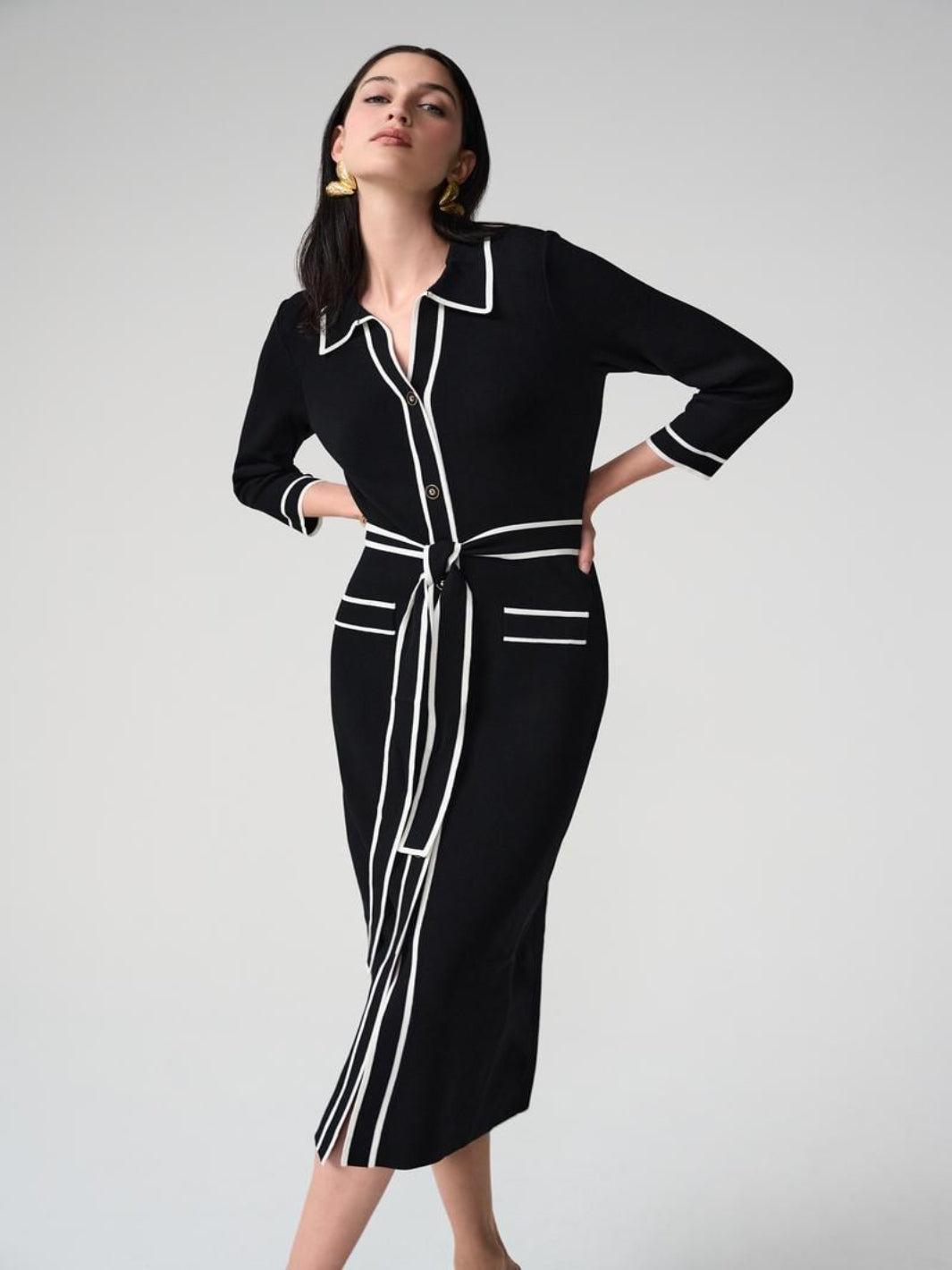 Joseph Ribkoff Midi Dress In Black/Vanilla 261944 – Nicola Ross