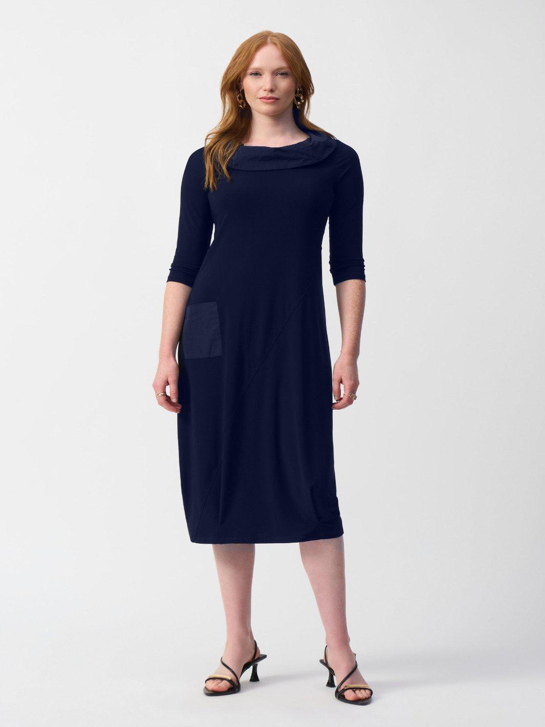 Joseph Ribkoff Midi Shift Dress With Pockets In Midnight Blue 251198-Nicola Ross