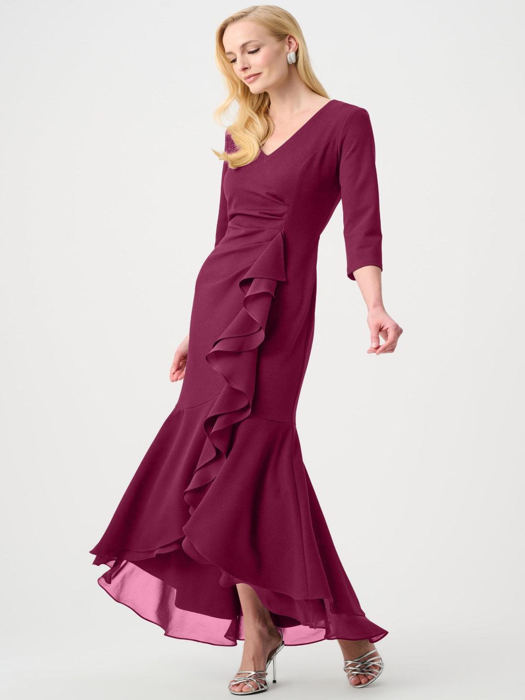 Joseph Ribkoff Ruffle Midi Dress In Berry Burst 263741