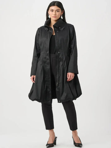 Joseph Ribkoff Taffeta Tie Waist Coat In Black 263911-Nicola Ross