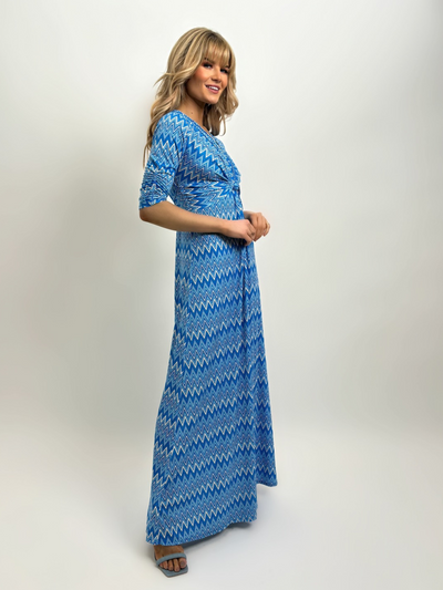 Kate & Pippa Alana Maxi Dress In Blue Print