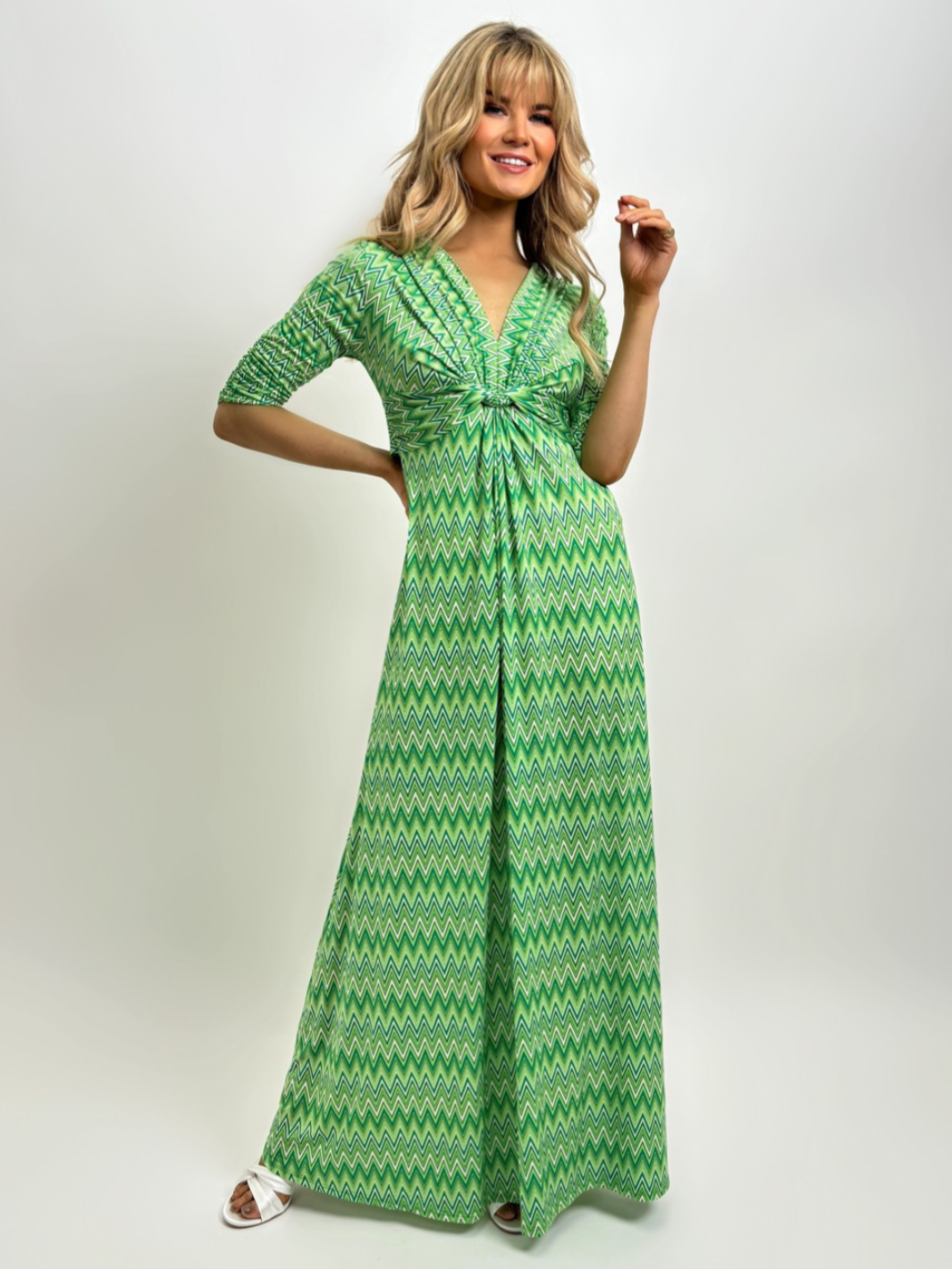Kate & Pippa Alana Maxi Dress In Green Print