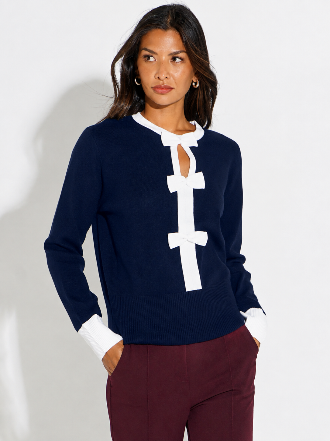 Kate & Pippa Aspen Bow Knit In Navy – Nicola Ross