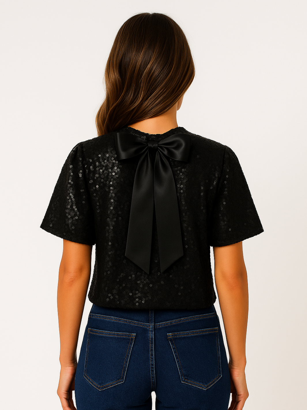Kate & Pippa Ava Sequin Top In Black-Nicola Ross