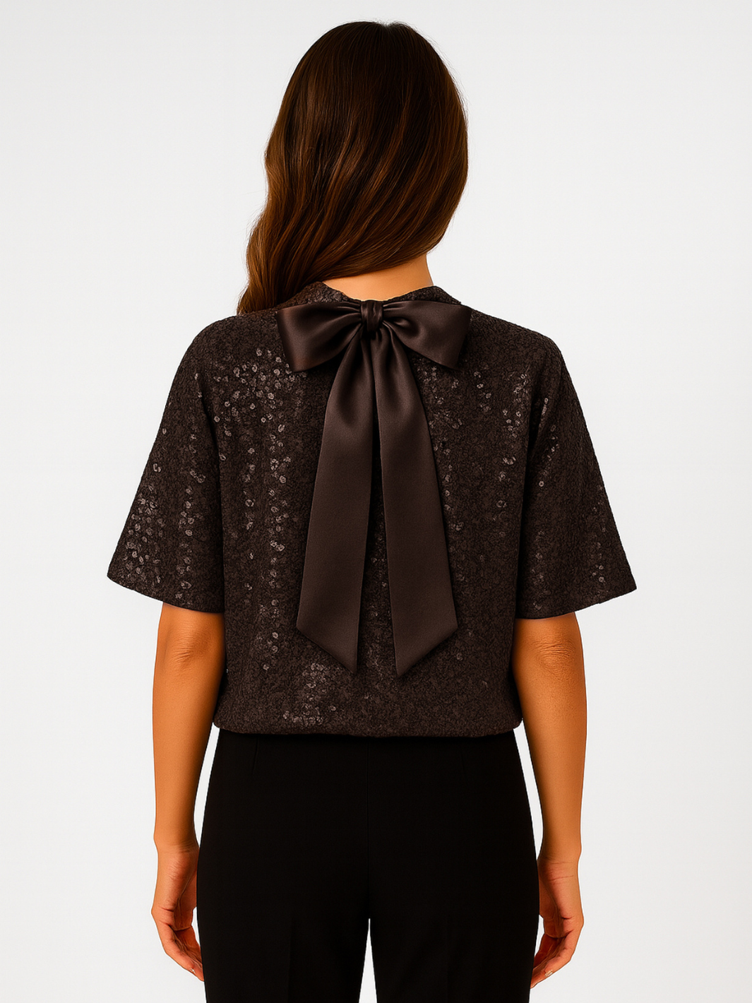 Kate & Pippa Ava Sequin Top In Chocolate Brown-Nicola Ross