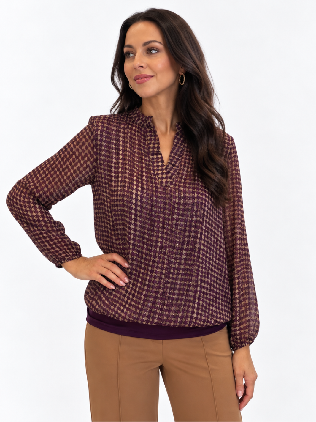 Kate & Pippa Bella Band Top In Purple Lurex Print-Nicola Ross