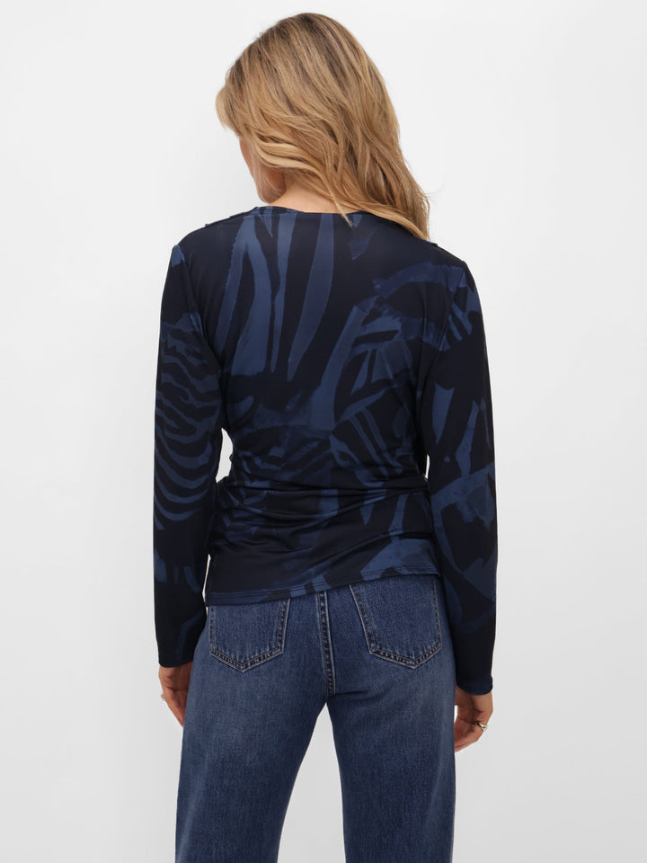 Kate & Pippa Lea Top In Navy Print-Nicola Ross
