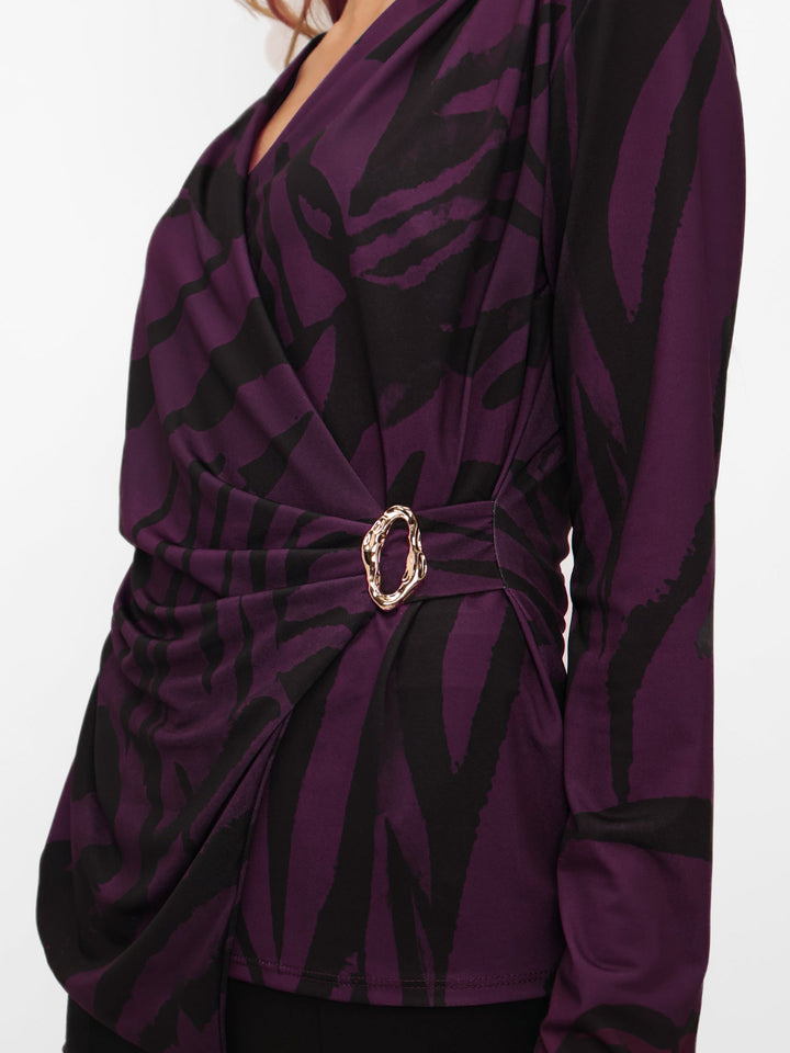 Kate & Pippa Lea Top In Purple Print-Nicola Ross