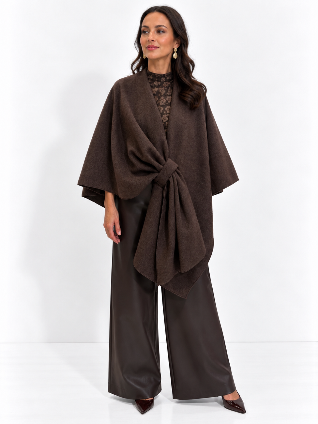 Kate & Pippa Lucia Wrap Knit In Brown-Nicola Ross