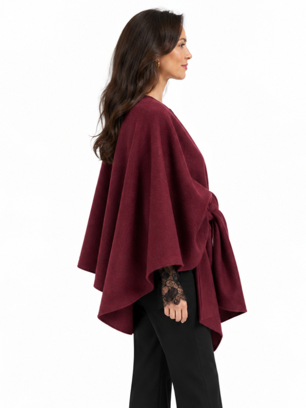 Kate & Pippa Lucia Wrap Knit In Burgundy-Nicola Ross