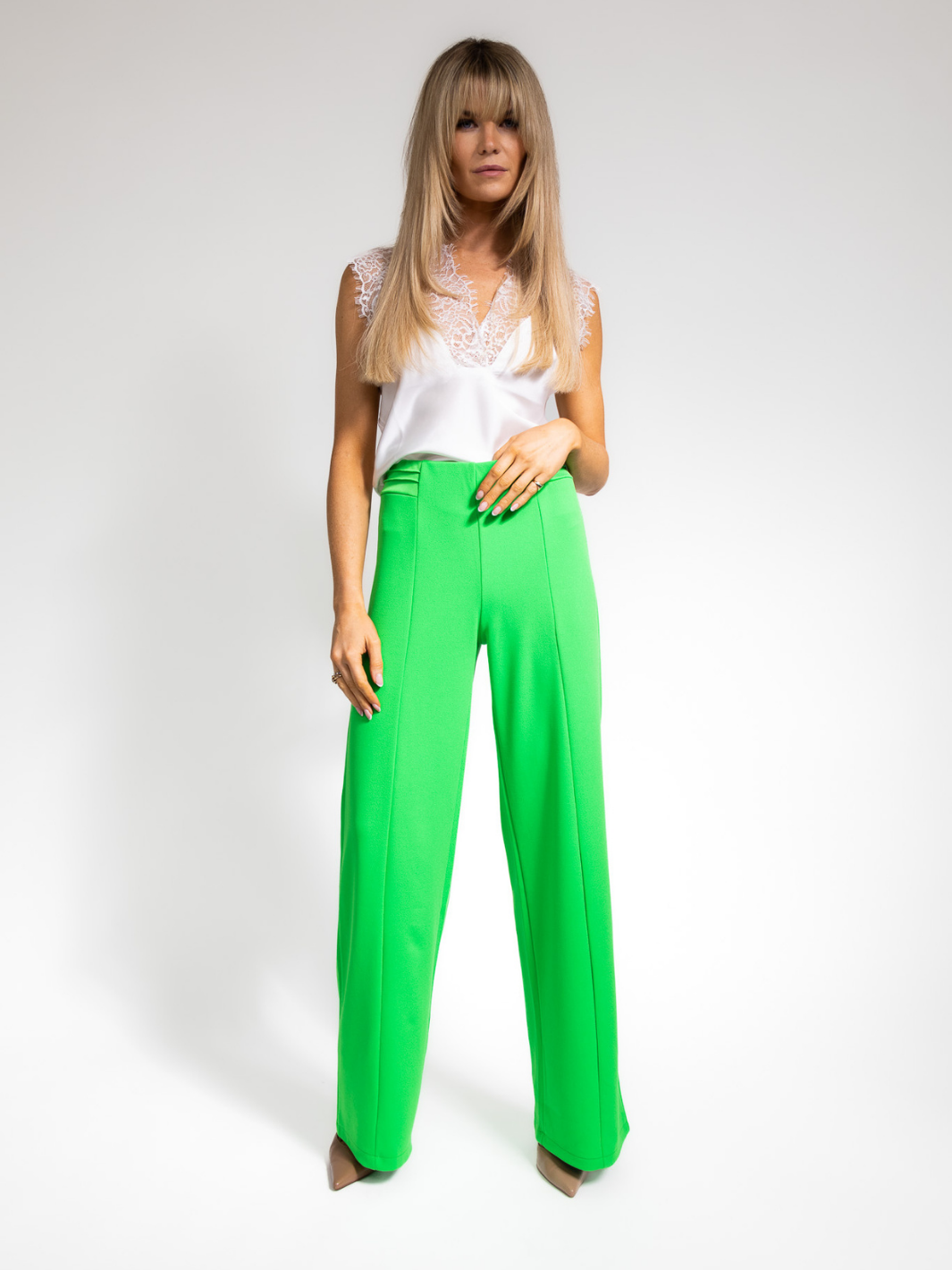 Kate & Pippa Lulu High Waist Trousers In Green-Nicola Ross