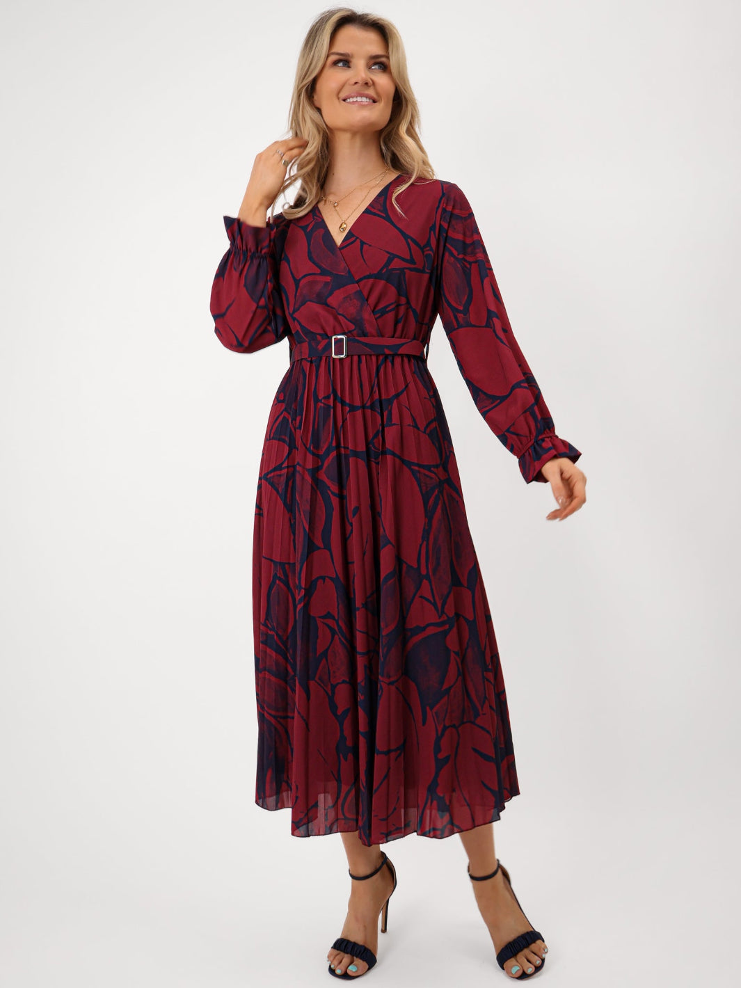 Kate & Pippa Positano Midi Dress In Burgundy Print – Nicola Ross