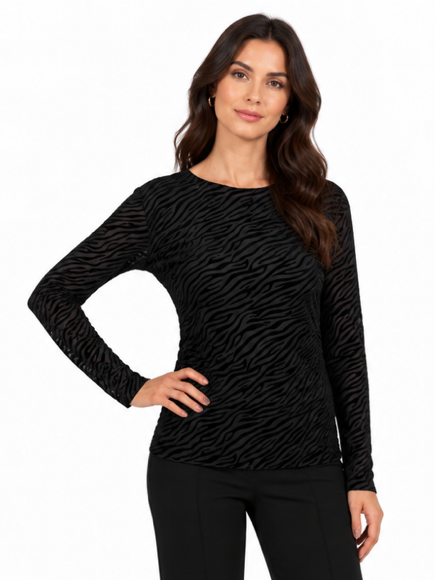 Kate & Pippa Ravi Top In Black Print-Nicola Ross