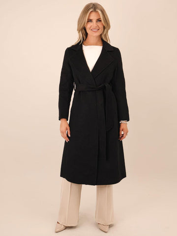 Lil Jen Belted Wool Coat In Black-Nicola Ross