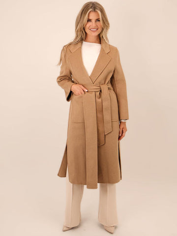 Lil Jen Belted Wool Coat In Camel-Nicola Ross