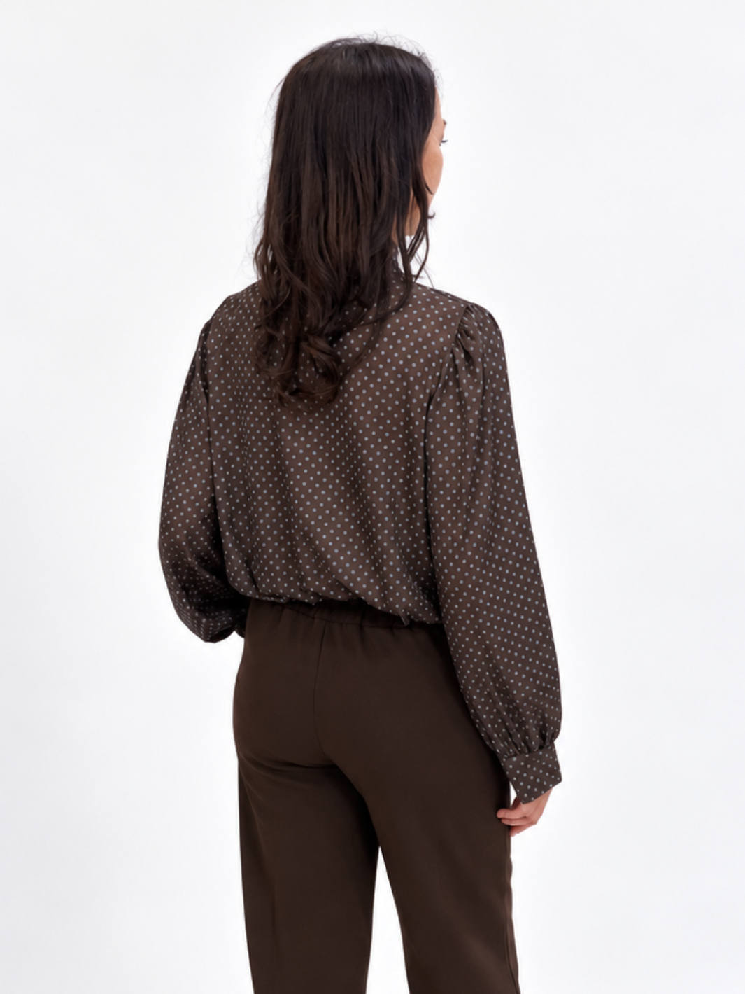 Lil Jen Camille Polka Dot Blouse In Brown Print-Nicola Ross