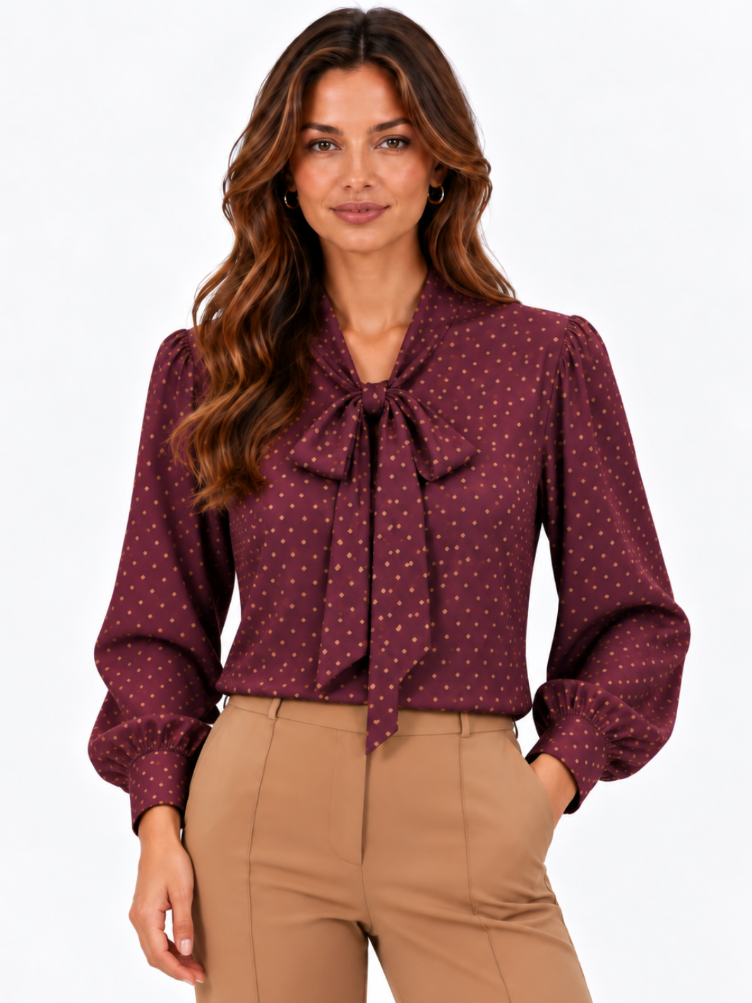 Lil Jen Camille Polka Dot Blouse In Plum Print-Nicola Ross