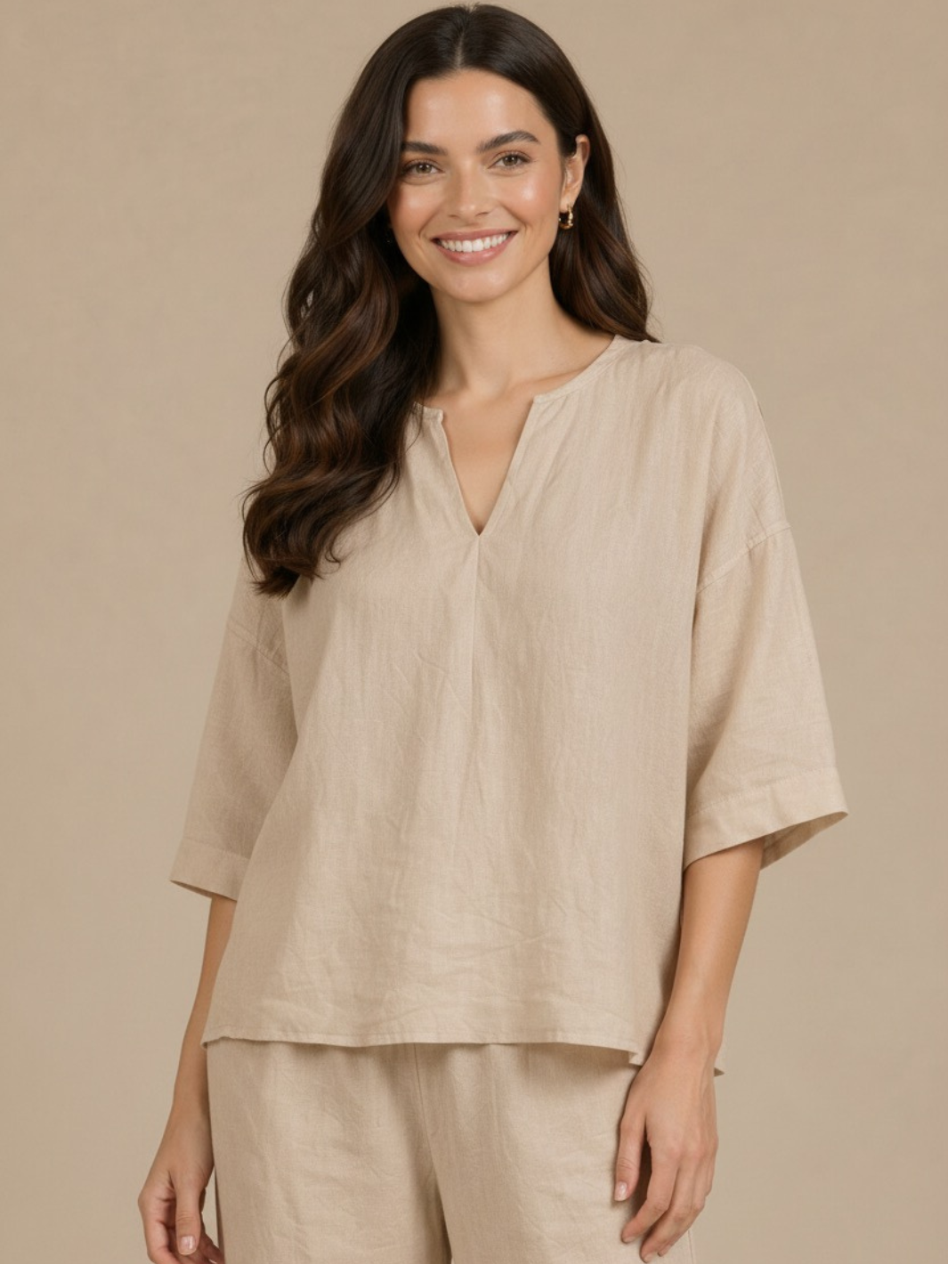 Lil Jen Phoebe Linen Top In Beige – Nicola Ross
