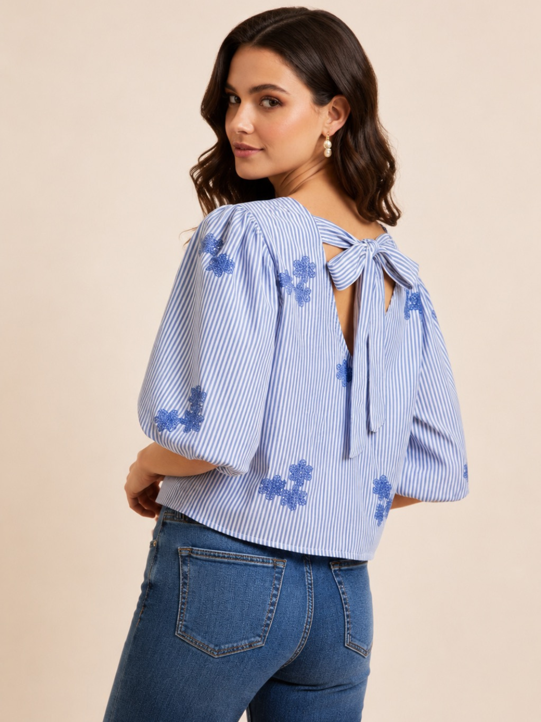 Lil Jen Reese Bow Top In Blue – Nicola Ross