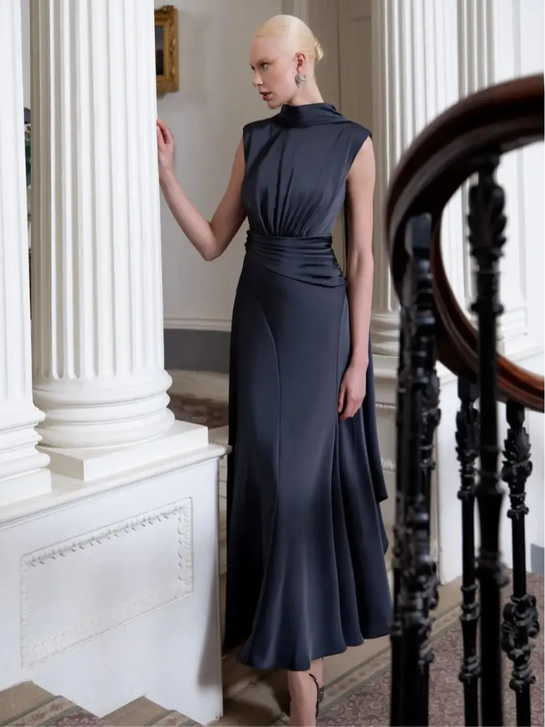 Maisonel A-Line Dress In Charcoal ME3048-Mother of the bride- mother of the groom -Nicola Ross
