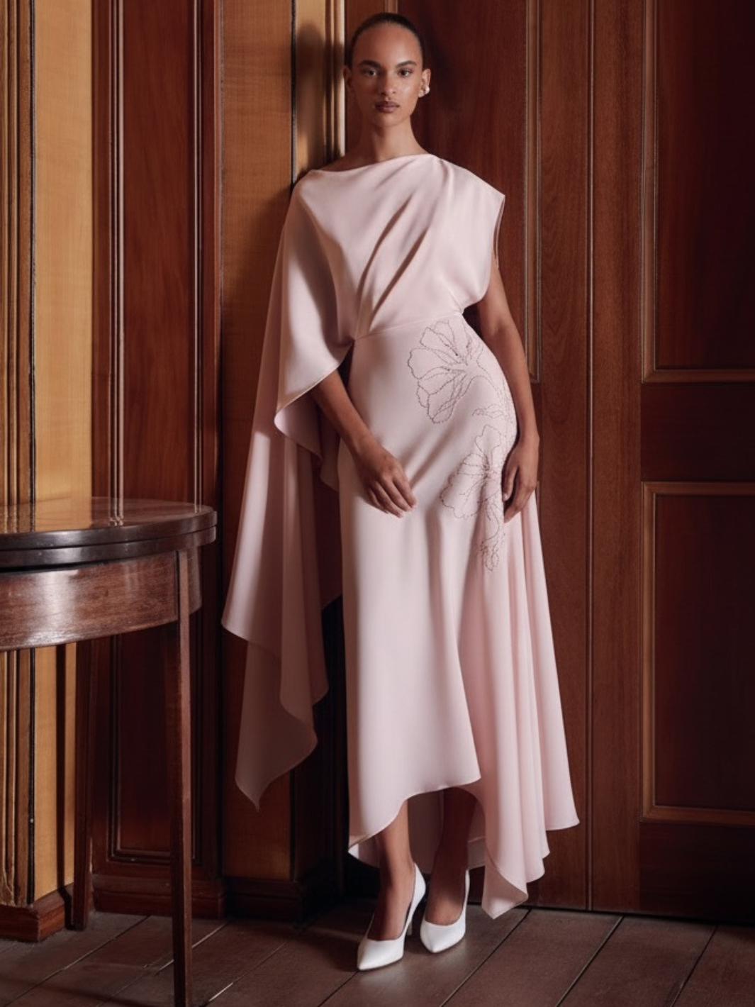 Maisonel Asymmetrical Dress ME3109 In Blush – Nicola Ross