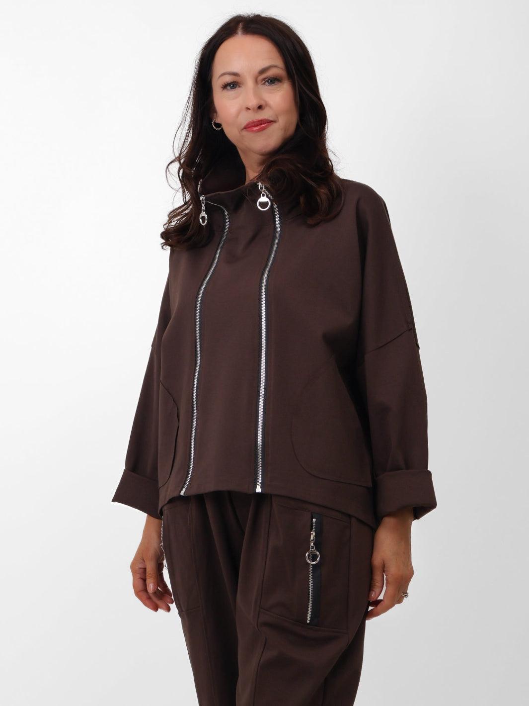 Renee Zip Jacket In Brown-Nicola Ross