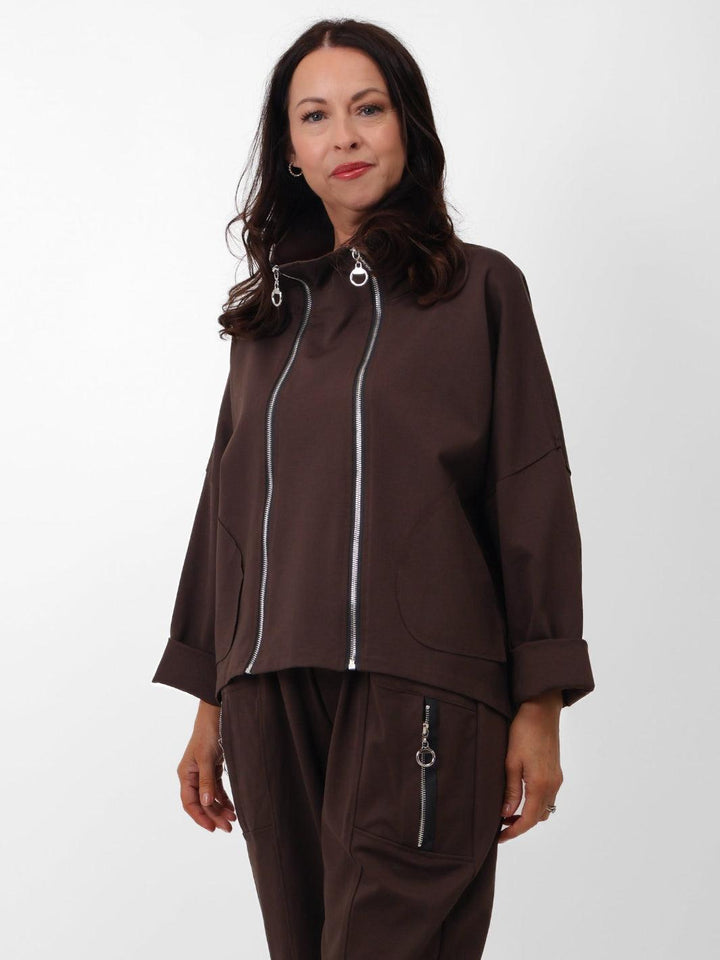 Renee Zip Jacket In Brown-Nicola Ross