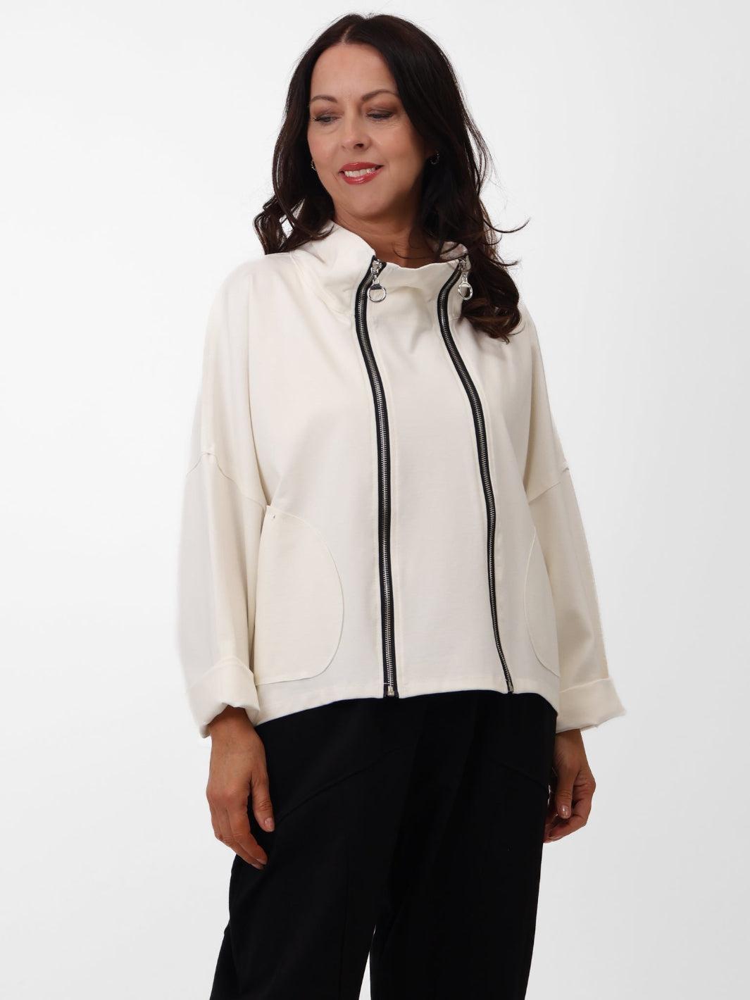 Renee Zip Jacket In Cream-Nicola Ross