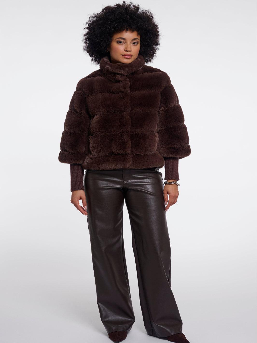 Rino & Pelle Feline Faux Fur Jacket In Brown-Nicola Ross