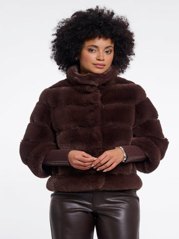 Rino & Pelle Feline Faux Fur Jacket In Brown-Nicola Ross