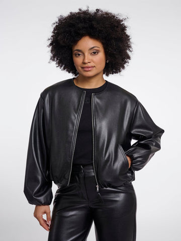 Rino & Pelle Lomee Faux Leather Jacket In Black-Nicola Ross