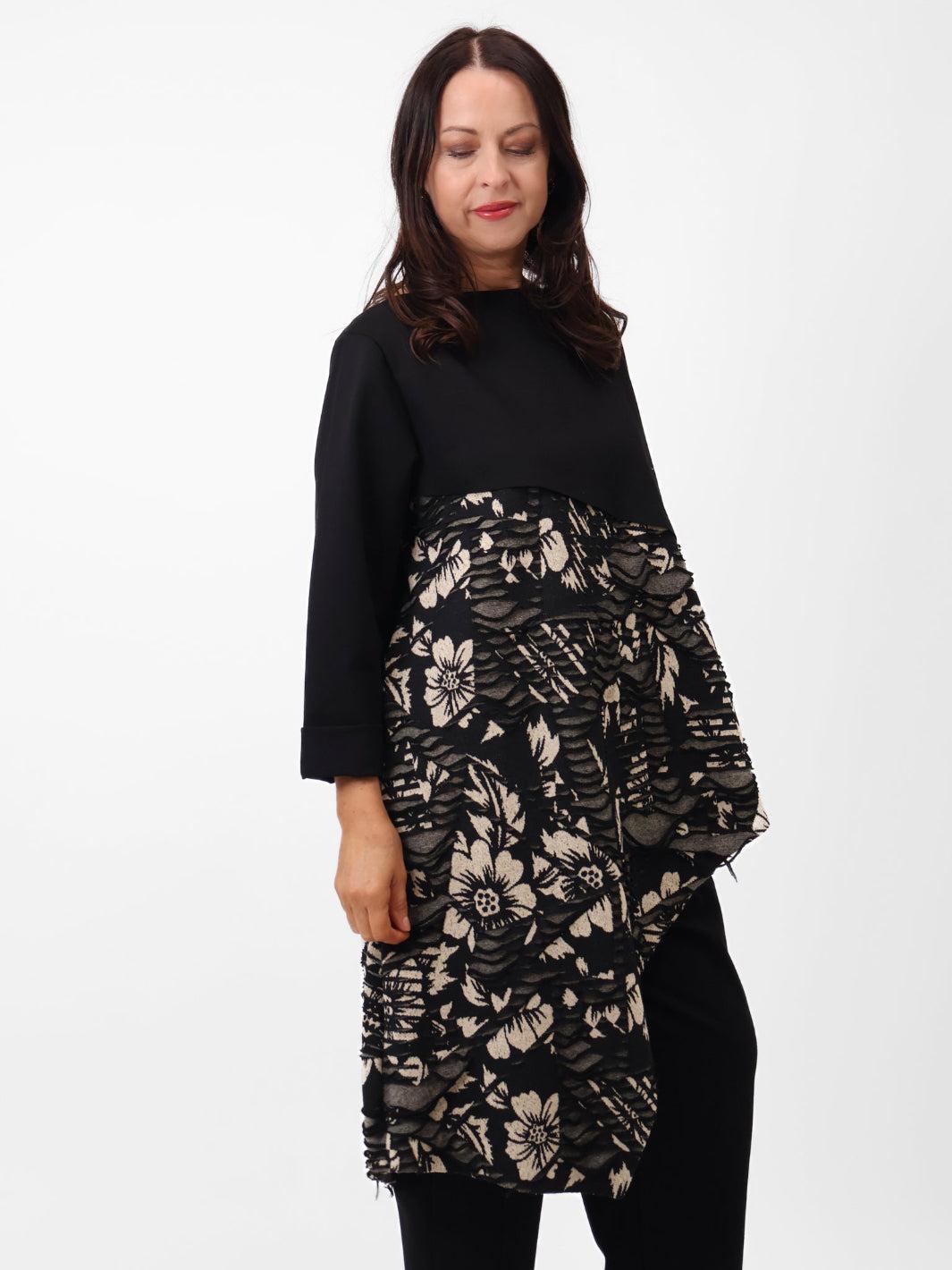 Ruby Asymmetric Top In Black/Beige-Nicola Ross