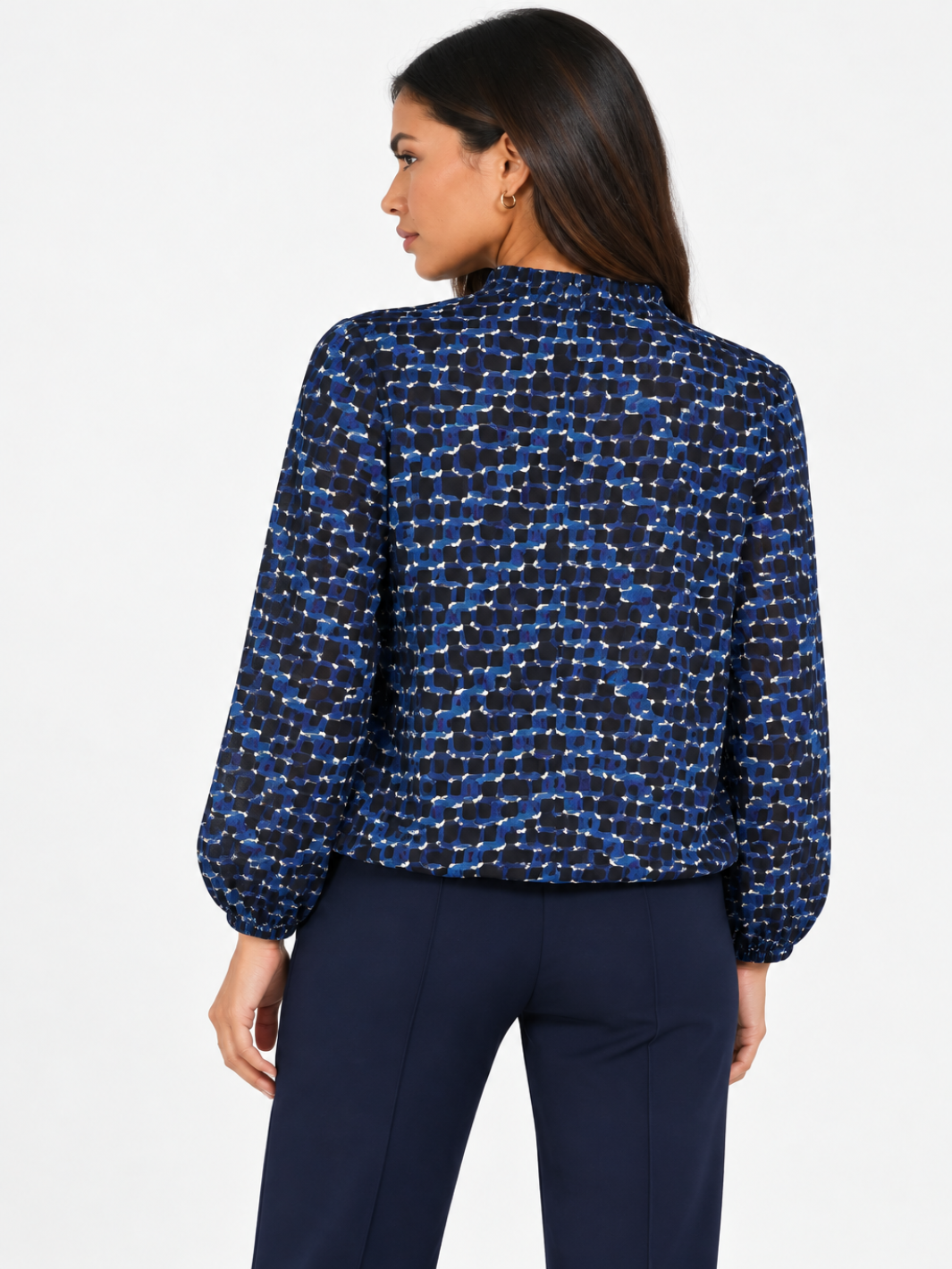 Kate & Pippa Bella Band Top In Navy Geo Print