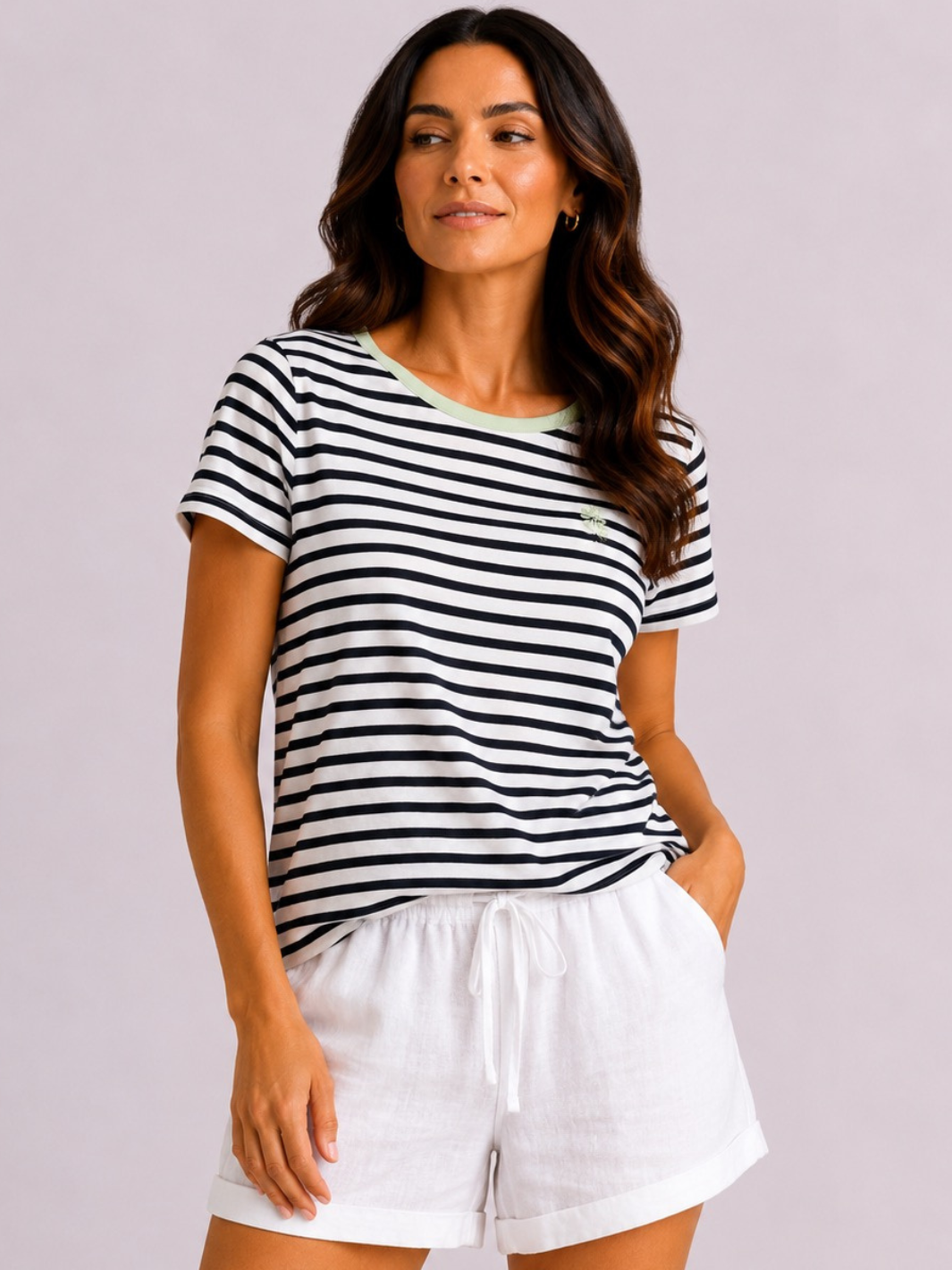 Freequent Striped T-Shirt In Black / White 208014