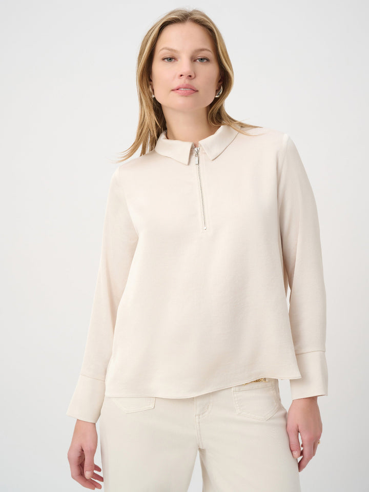 Joseph Ribkoff Recycled Satin Shirt collar Top In Blush 264050