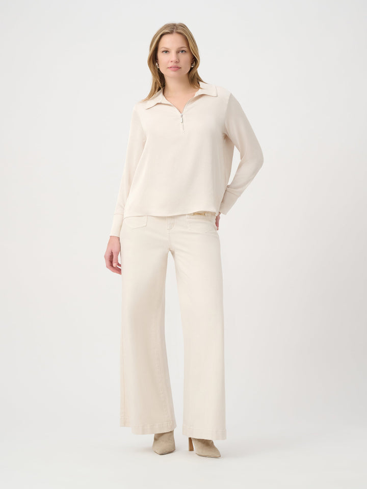 Joseph Ribkoff Recycled Satin Shirt collar Top In Blush 264050