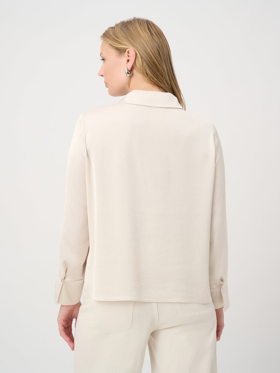 Joseph Ribkoff Recycled Satin Shirt collar Top In Blush 264050