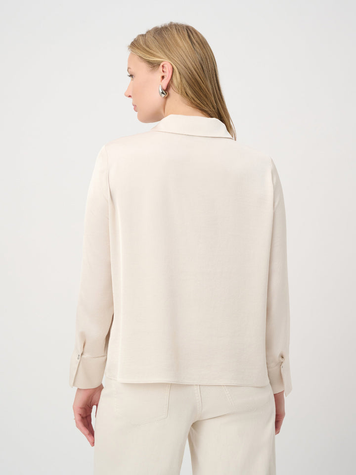 Joseph Ribkoff Recycled Satin Shirt collar Top In Blush 264050