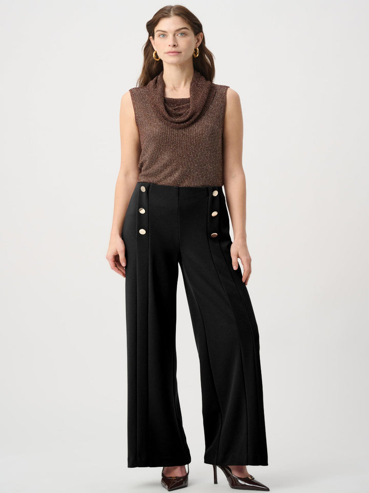 Joseph Ribkoff Wide-Leg Button Detail Trousers In Black 264087