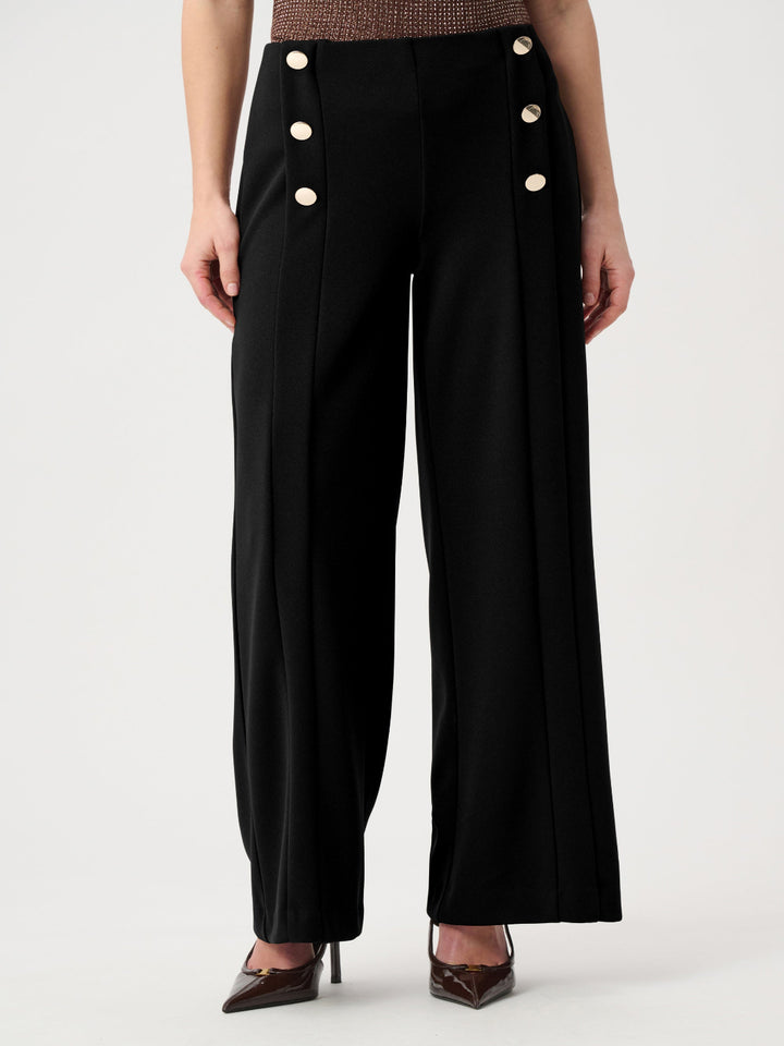 Joseph Ribkoff Wide-Leg Button Detail Trousers In Black 264087